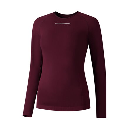 SHIMANO Damen T-Shirt VERTEX LONG BASE LAYER burgunderrot