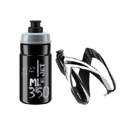 ELITE Flasche mit Korbset CEO grau-schwarzes Logo, 350 ml
